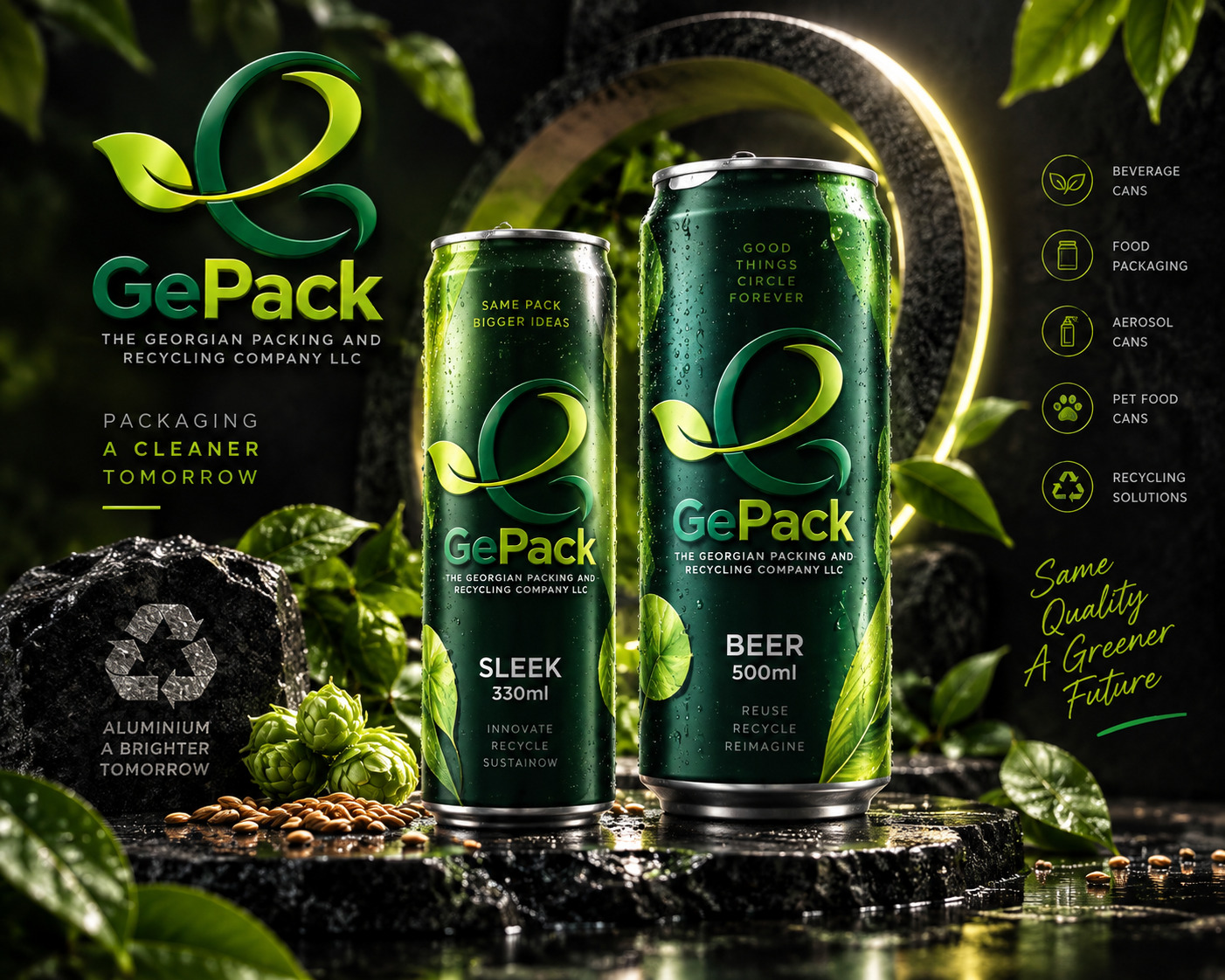 GePack sleek 330 ml and 500 ml beer aluminum beverage cans